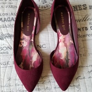 madden girl maroon colored pointed toe flats